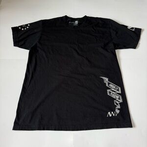 American‎ Apparel Black Short Sleeve Tee with White Ribbon Graphic